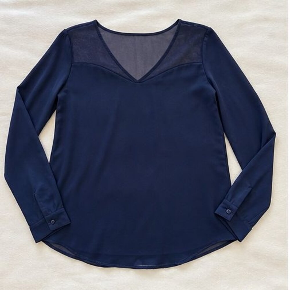 Navy Peplum Top
